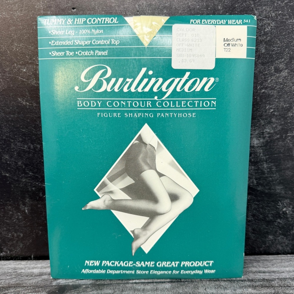 Vintage Burlington Body Contour Off White Shaper Pantyhose NOS 1990s